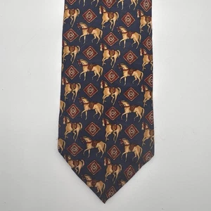 Vintage Efenzo Felini Necktie 100% Silk Handmade Horse Roma Paris Kentucky Derby - Picture 1 of 9