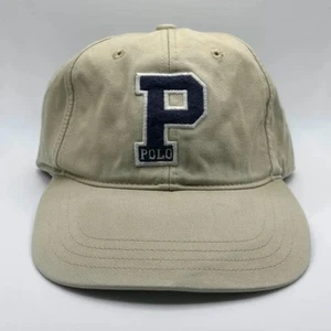 Vintage Polo Ralph Lauren Beige Big P Logo Baseball Cap - Bild 1 von 6