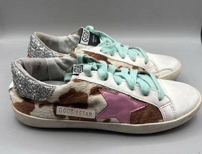 Golden Goose Superstar Women’s Sneakers Size 37 (Women’s 6) Cow Print Glitter - Image 1 of 4