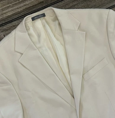 Abrigo deportivo Oscar De La Renta para hombre 100 % seda 43R crema blazer chaqueta espiga Foto 1 de 4