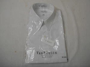 Mens Van Heusen Wrinkle Free Satin Stripe White Dress Shirt 16.5 34/35 NEW TAGS - Picture 1 of 4