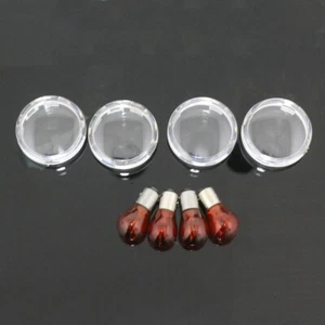 4pcs Clear Turn Signal Light Indicator Lens Cover & Blub For Harley Sportsters - Foto 1 di 6