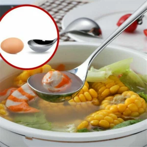 Long handle Korean Soup Spoon 304 Stainless steel Round Dinner Spoons  - Picture 1 of 8