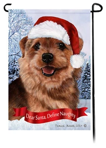 Dear Santa, Define Naughty Garden Flag - Grizzle Norfolk Terrier 092A - Imagen 1 de 1