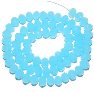 CR443 Carribean Blue Opal 8mm Rondelle Faceted Cut Crystal Glass Bead 16" - Picture 1 of 1