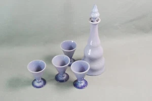 Juego 5 piezas JARRA OPALINGLAS púrpura + 4 vasos siglo XIX!  COLOR RARO Bohemia - Imagen 1 de 6