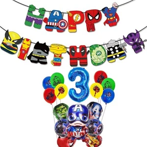 Superhero Birthday Decorations Balloons Spiderman Hulk Captain America Ironman 3 - Picture 1 of 7