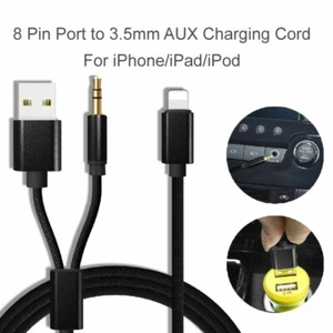 8 pin to 3.5mm Jack Male Audio AUX Cord Charge Male CordiPhone 11 XS Max XR - Bild 1 von 2