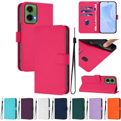 PU Leather Candy Color Wallet Phone Case For Motorola G51 G42 G52 G31 E32 G71 - Image 1 of 4