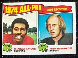 Topps Charley Taylor/Fred Biletnikoff 1975 todo profesional WR #201 Washington/Oakland - Imagen 1 de 2