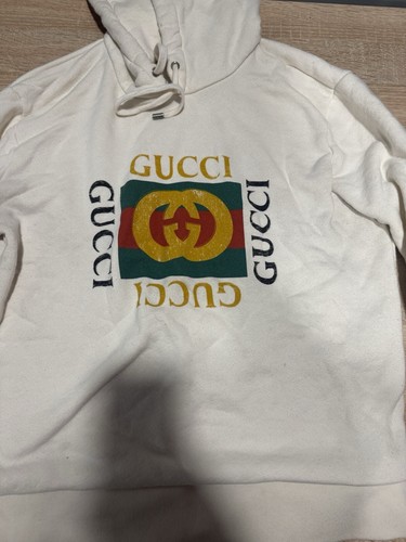 Felpa con cappuccio bianca stampa specchio Gucci taglia L