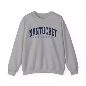Nantucket Massachusetts Sweatshirt Gift Crew Neck Long Pullover Shirt Men Unisex - Picture 1 of 8