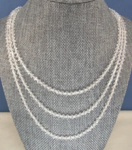 Collar facetado bi cono cuentas de cristal transparente 3 hilos broche de caja vintage - Imagen 1 de 17