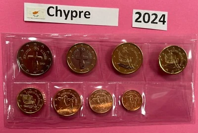 Série de 8 pièces Chypre 2024 de 1 cnt à 2 euros Neuve 🇨🇾 - Photo 1/2