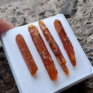 79 Ct 32 to 52 MM Natural Orange Color Kyanite Raw Rough Pencil Shape 5 PCS Lot - Picture 1 of 24