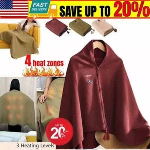 Electric USB Heated Heating Blanket Poncho Shawl Wrap Throw 🔥 - Picture 1 of 15