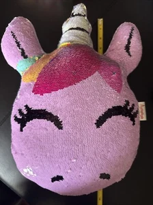 Iscream Unicorn Reversible Sequin Pillow Pink White Purple Silver - Picture 1 of 4