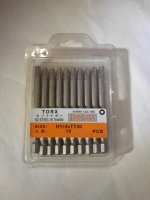 10pcs 75mm Long 1/4" Hex Shank T30 Torx Screwdriver Bit S2 High Alloy Steel - Image 1 of 4