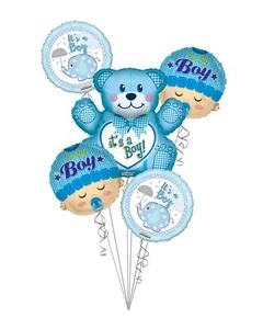 It's a Boy Elephant and Bear Balloon Bouquet (5 Balloons) - Viva Party - Picture 1 of 4