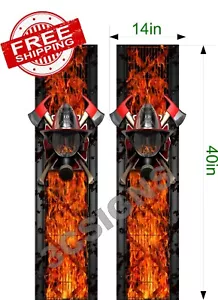 2 Firefighter Face Shield Flames Truck Bed Band Stripes Decal Sticker Graphics - Picture 1 of 6