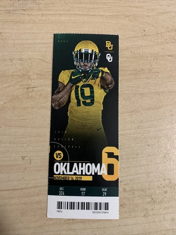 2019 Oklahoma Sooners Baylor Bears Ticket Stub Norman OU Waco Cover