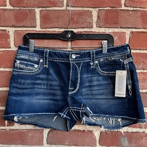 Rock Revival shorts celinda dark wash blue jean women 28 - Picture 1 of 14