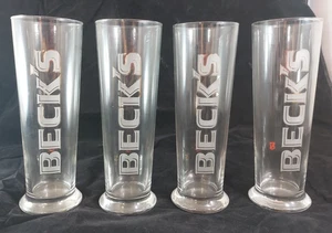 Juego/Lote 4 vasos Pilsner de cerveza alemana Beck's de 8" de alto 0,41 litros - Imagen 1 de 5