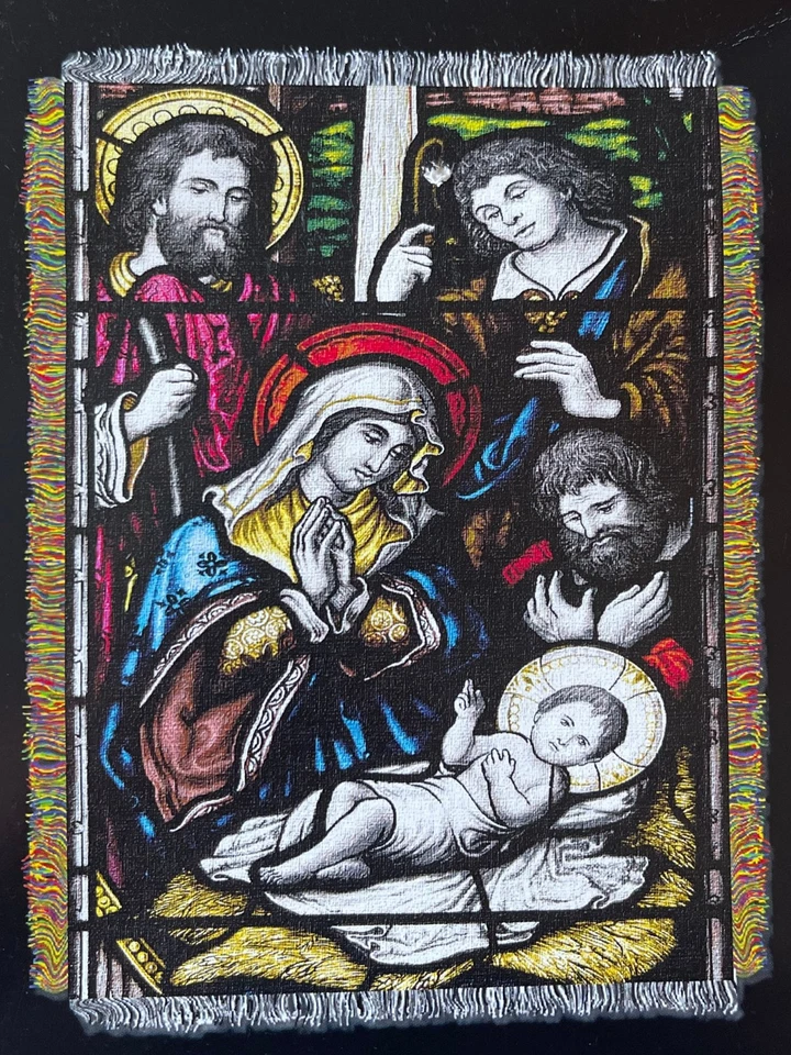 西北编织挂毯圣诞毯,宝贝耶稣 — 第 1/2 张图片