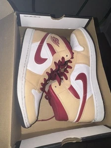 Nike Air Jordan 1 Mid Light “Curry Cardinal” Red Men Size 8 WITH BOX - Picture 1 of 8