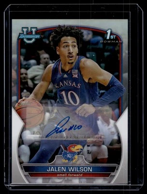 Jalen Wilson 2022-23 Bowman University Chrome Refractor Auto Card /499 #67 - Image 1 of 2