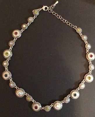 Lia Sophia Necklace Crystal Silver Tone Adjustable Jewelry 16" - Image 1 of 4