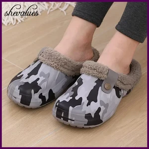 Zuecos de piel de felpa Shevalues pantuflas para mujeres hombres invierno suaves pantuflas peludas - Imagen 1 de 35