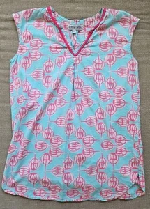 Buckhead Betties Blue And Pink Horseshoe Crab Dress Cover-up Girls Size Large - Picture 1 of 3