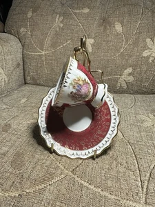 Vintage Limoges France teacup and SAUSER Porcelain on Display stand  - Picture 1 of 4