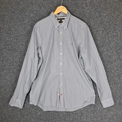 Tommy Hilfiger Shirt Mens Size XXL Slim Fit Blue Striped Button Down Long Sleeve - image 1 of 4