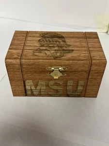 Michigan State Spartans- Laser Engraved Decorative Trinket Box Stained - Picture 1 of 8