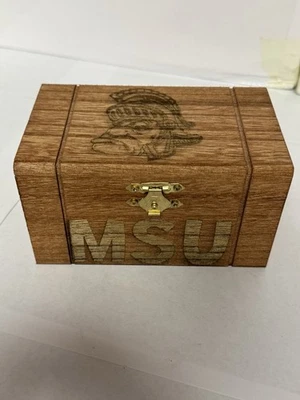 Michigan State Spartans- Laser Engraved Decorative Trinket Box Stained - Image 1 of 4