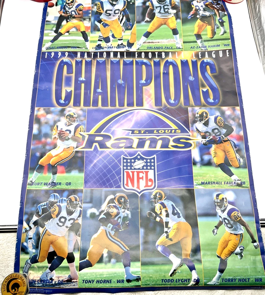 ST. LOUIS RAMS "CHAMPIONS" SUPER BOWL COMMEMORATIVE POSTER - COSTACOS 2000 - Изображение 1 из 4