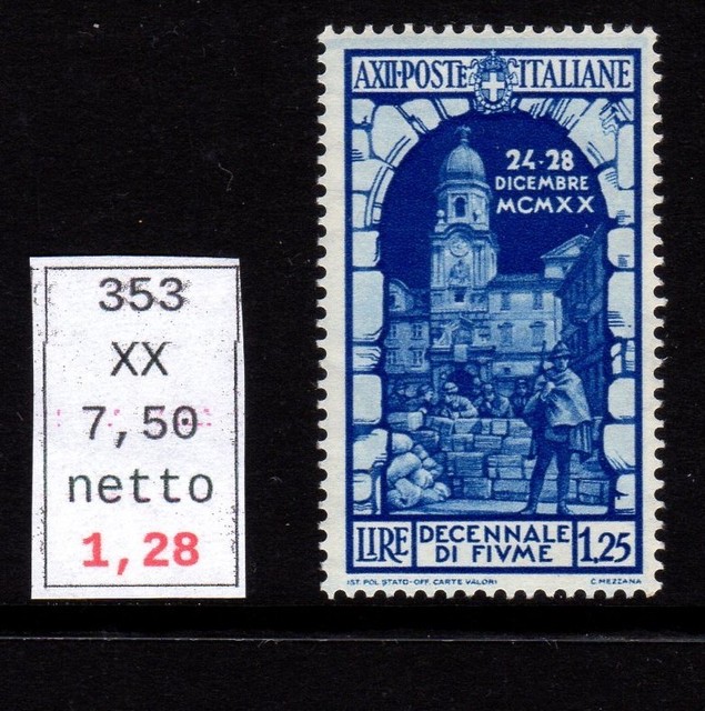 Royaume D'Italie Annexion De Fiume LIRE 1.25 Neuf Caoutchouc Intégral MNH