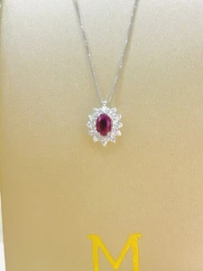 Collana in oro bianco 18 Kt con Rubino naturale e diamanti naturali Marika - Imagen 1 de 8