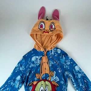 Ren & Stimpy One Piece Pajama Adult S Zip Costume Fleece Unisex - Picture 1 of 9
