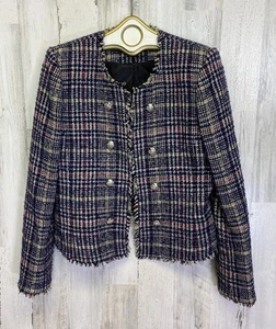 Veronica Beard Jerry Tweed Dickey Jacket Blazer Plaid US Size 10 - Picture 1 of 14