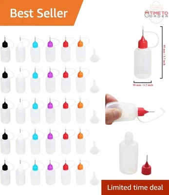 Botellas aplicadoras de precisión de 30 piezas con puntas de color embudos para pintura artesanal Foto 1 de 4