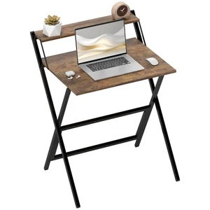 HOMCOM 70 cm Folding Computer Desk for Small Spaces Bedroom Rustic Brown - Picture 1 of 11