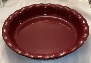 Pre-Owned Paula Deen Pie Plate, Quiche Dish, Dark Red, Scalloped, Ribbed, 9” EXC - Picture 1 of 6