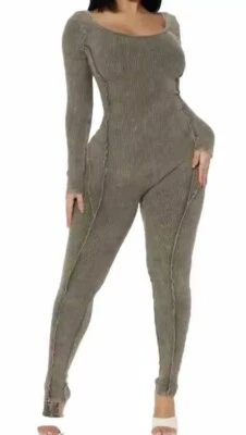 Mono acanalado lavado mineral Nova-Ayla de moda - Talla para mujer: XS - Oliva - ¡NUEVO!! Foto 1 de 4