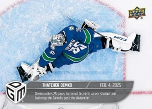 2024-25 Thatcher Demko Upper Deck Game Dated Moments Limit to 599 #52 - Picture 1 of 2