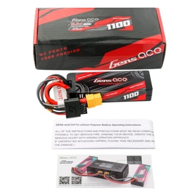 Gens Ace 1100mAh 3S 60C 11.1V HardCase Gtech Lipo Battery Pack with XT60 Plug - Image 1 of 4