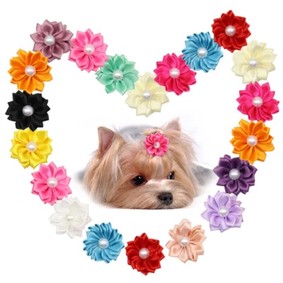 20pcs Small Dog Hair Bows with Rubber Band Holiday Pet Puppy Groming Accessories - Image 1 of 4