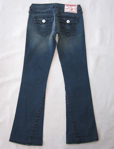 Jean True Religion Joey Super T Bota con solapa Wm Talla 26 Azul Oscuro Envejecido Elastizado - Imagen 1 de 10